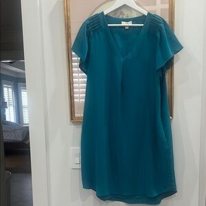 Teal V-Neck Dress